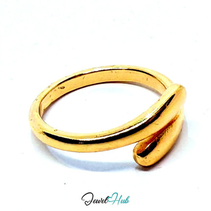 Gold - Plated Minimalist Open Ring – Sculptural Zinc Alloy Statement | Fixed Size O | Things for Teen - JewelHub.co.uk
