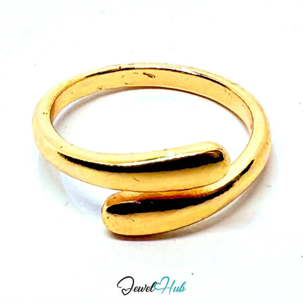 Gold - Plated Minimalist Open Ring – Sculptural Zinc Alloy Statement | Fixed Size O | Things for Teen - JewelHub.co.uk