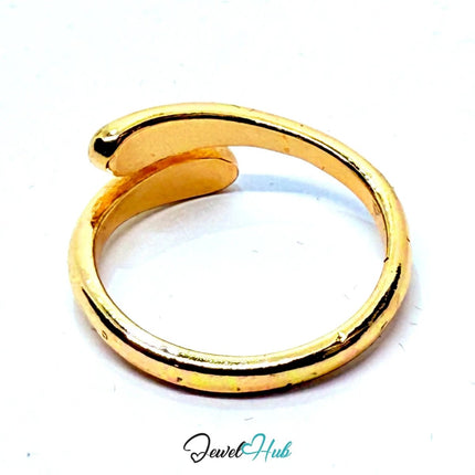 Gold - Plated Minimalist Open Ring – Sculptural Zinc Alloy Statement | Fixed Size O | Things for Teen - JewelHub.co.uk