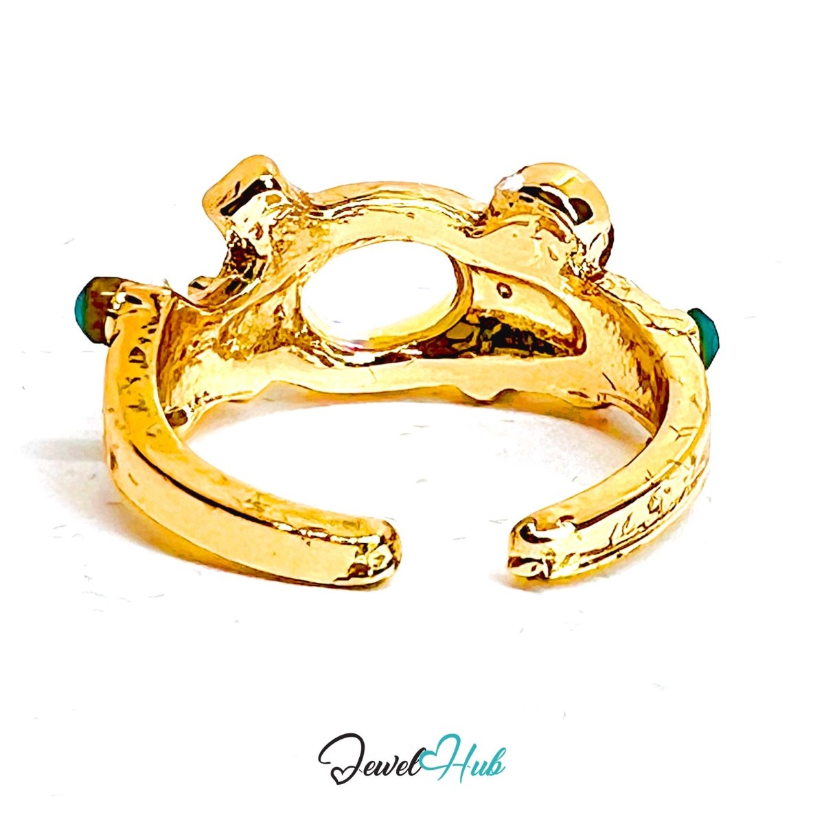 Gold - Plated Multicolour Ring – Open - End J - K | 2.65g AB Resin Playful - JewelHub.co.uk