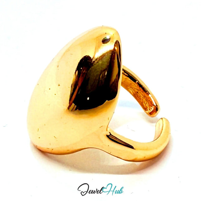 Gold - Plated Open Dome Zinc Alloy Ring – Sculptural Shine with Adjustable Fit | Size J–K - JewelHub.co.uk