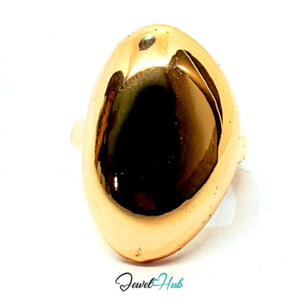 Gold - Plated Open Dome Zinc Alloy Ring – Sculptural Shine with Adjustable Fit | Size J–K - JewelHub.co.uk
