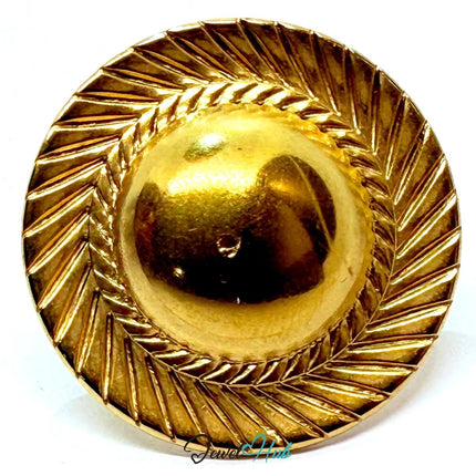 Gold - Plated Radiant Dome Zinc Alloy Ring – Adjustable Statement Design | Size J–L - JewelHub.co.uk