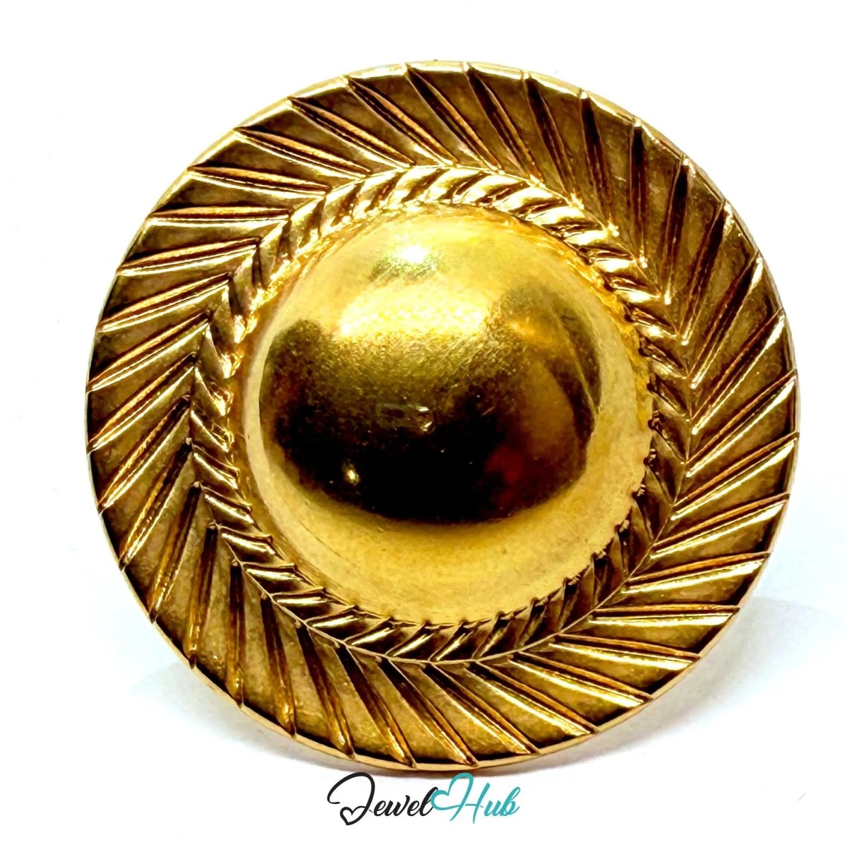 Gold - Plated Radiant Dome Zinc Alloy Ring – Adjustable Statement Design | Size J–L - JewelHub.co.uk