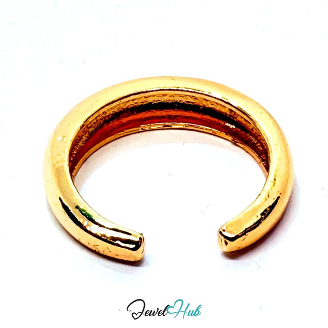 Gold - Plated Rounded Open Zinc Alloy Ring – Sculptural Minimalism | Fixed Size O | Teen fashion and gifting - JewelHub.co.uk