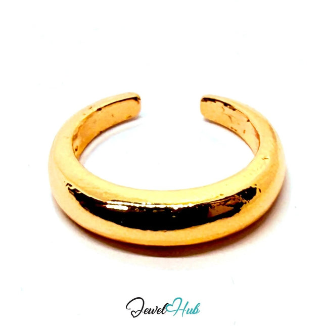 Gold - Plated Rounded Open Zinc Alloy Ring – Sculptural Minimalism | Fixed Size O | Teen fashion and gifting - JewelHub.co.uk