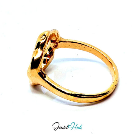 Gold - Plated Sculptural Form Zinc Alloy Ring – Fixed Size L or P | Molten Minimalism for Statement Styling - JewelHub.co.uk