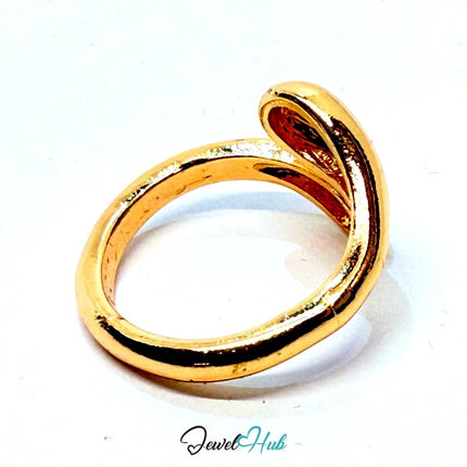 Gold - Plated Sculptural Loop Zinc Alloy Ring – Fixed Size O | Things for Teen Statement Jewellery - JewelHub.co.uk