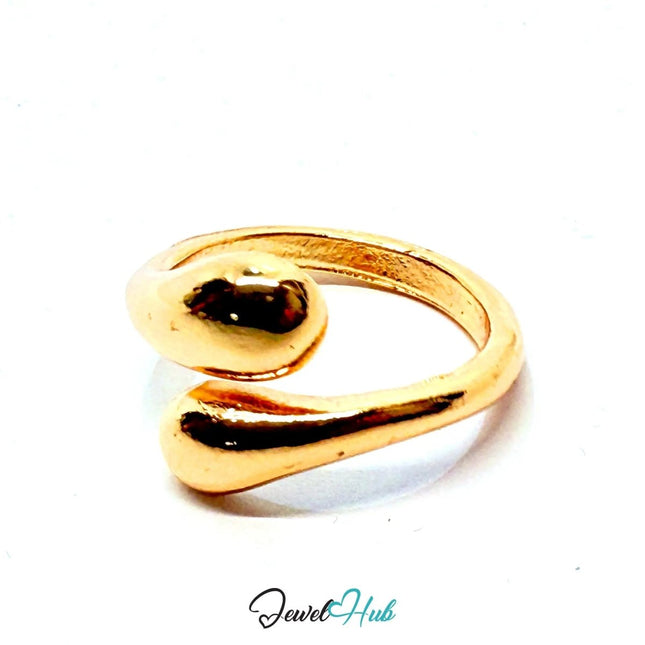 Gold - Plated Sculptural Loop Zinc Alloy Ring – Fixed Size O | Things for Teen Statement Jewellery - JewelHub.co.uk