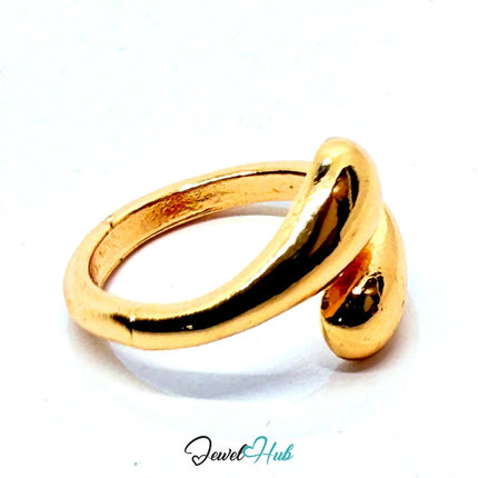 Gold - Plated Sculptural Loop Zinc Alloy Ring – Fixed Size O | Things for Teen Statement Jewellery - JewelHub.co.uk
