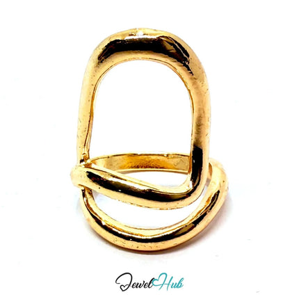 Gold - Plated Sculptural Loop Zinc Ring – Twisted Abstract Band in UK L - JewelHub.co.uk