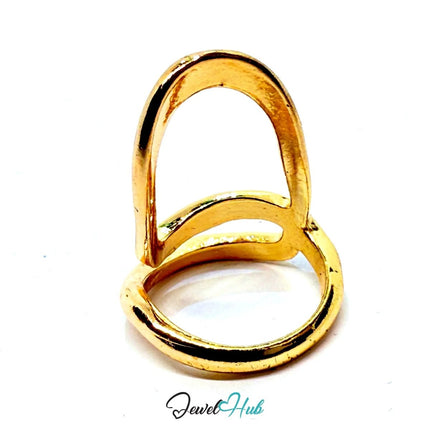 Gold - Plated Sculptural Loop Zinc Ring – Twisted Abstract Band in UK L - JewelHub.co.uk