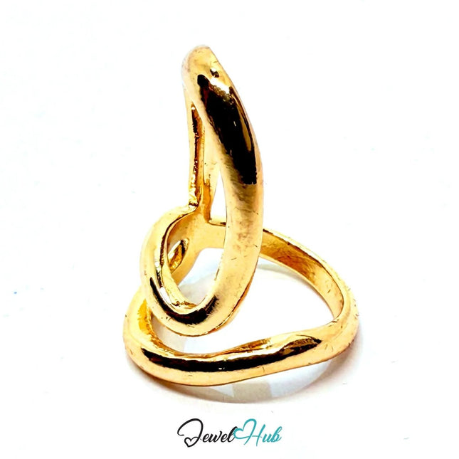 Gold - Plated Sculptural Loop Zinc Ring – Twisted Abstract Band in UK L - JewelHub.co.uk