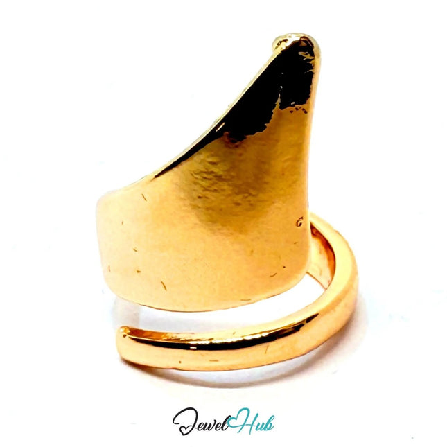 Gold - Plated Sculptural Zinc Alloy Ring – Mini Size F Statement Taper | Things for Teen - JewelHub.co.uk
