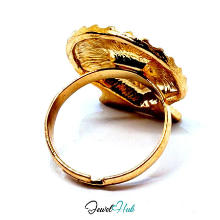 Gold - Plated Seashell Zinc Alloy Ring – Adjustable Size O–Q | Coastal - Core Statement Jewellery - JewelHub.co.uk