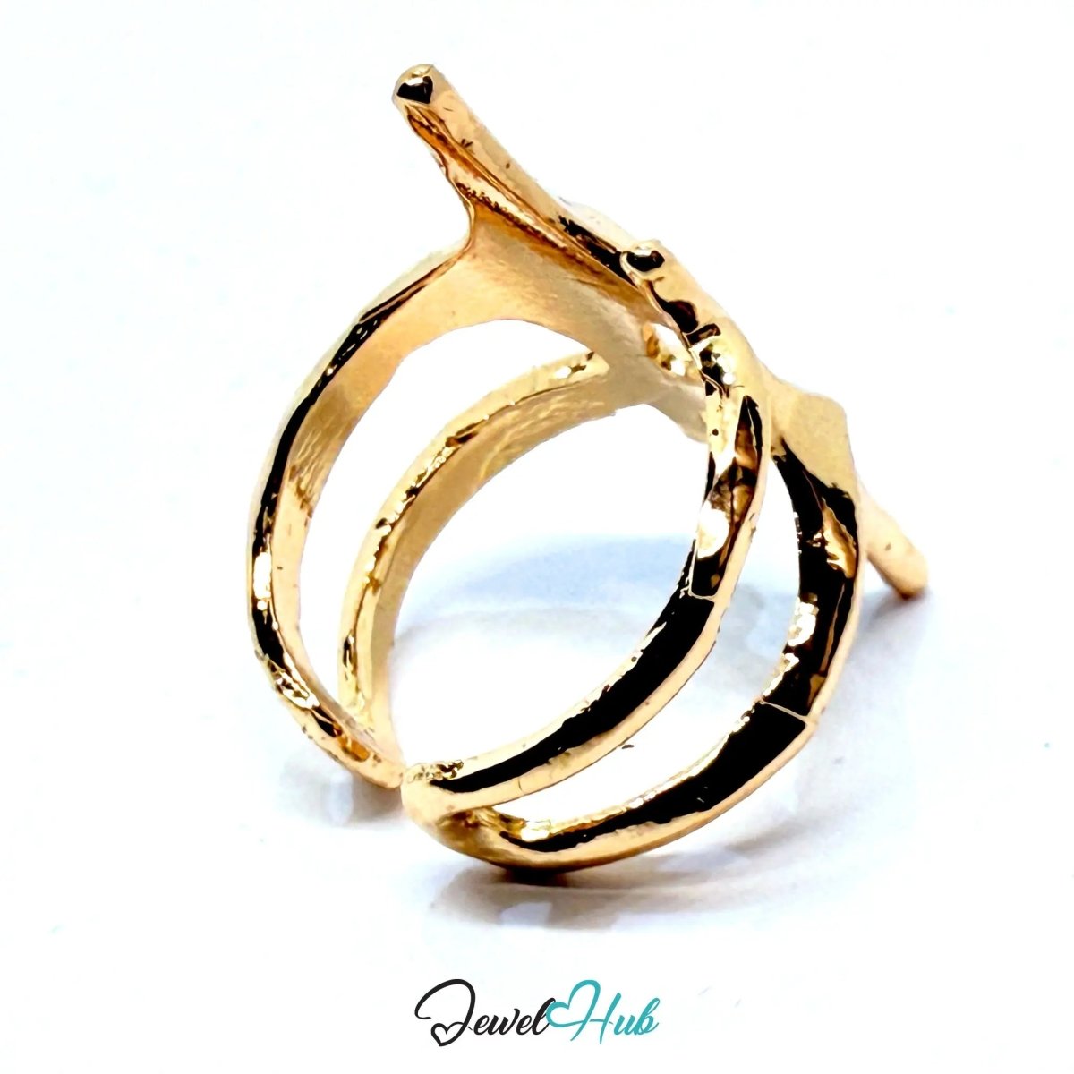 Gold - Plated Starburst Prong Zinc Ring with Sculptural Geometry – Bold Statement Band for Gen Z Stylists - JewelHub.co.uk