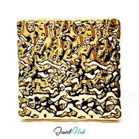 Textured Square Gold Signet – 23mm Molten Adj