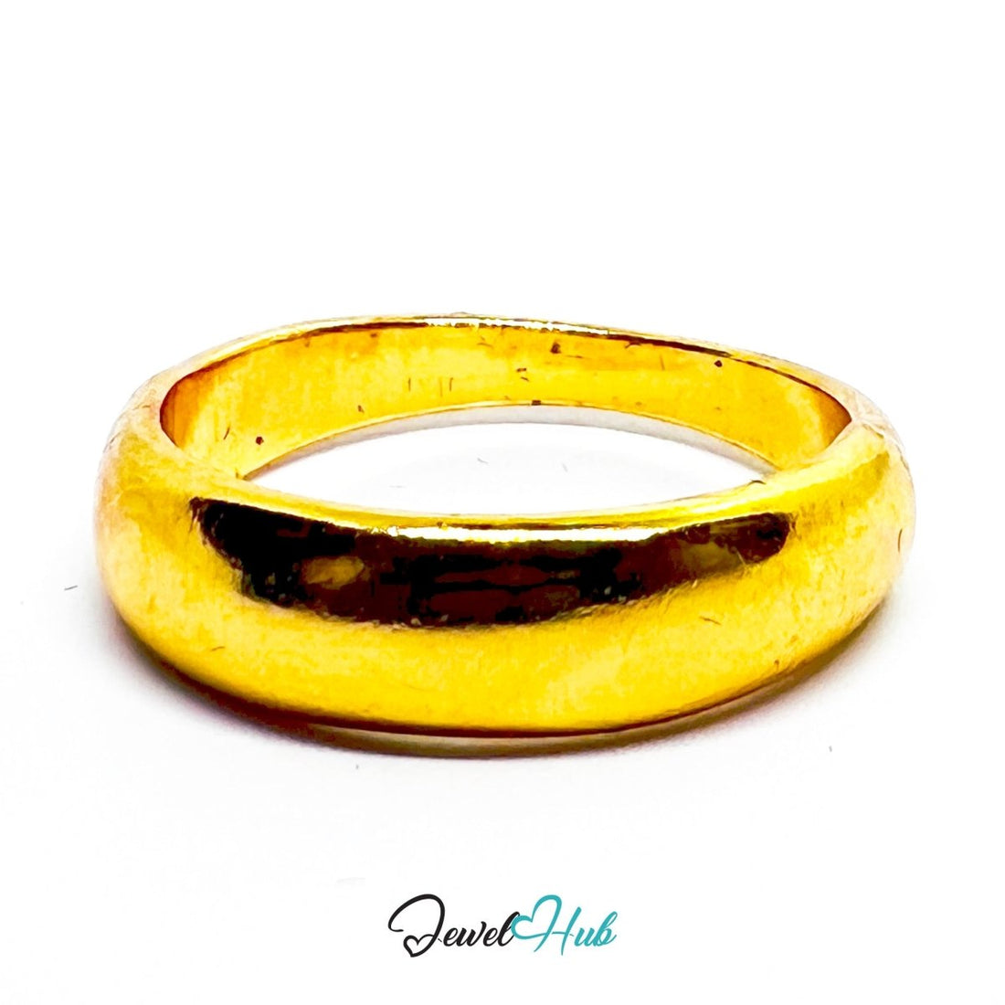 Gold - Plated Zinc Alloy Dome Ring Minimal Smooth Band Design - JewelHub.co.uk