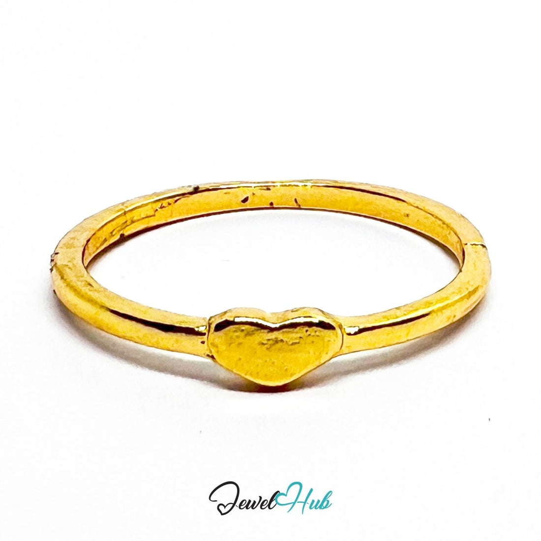 Gold - Plated Zinc Alloy Heart Ring Minimal Dainty Love Design - JewelHub.co.uk