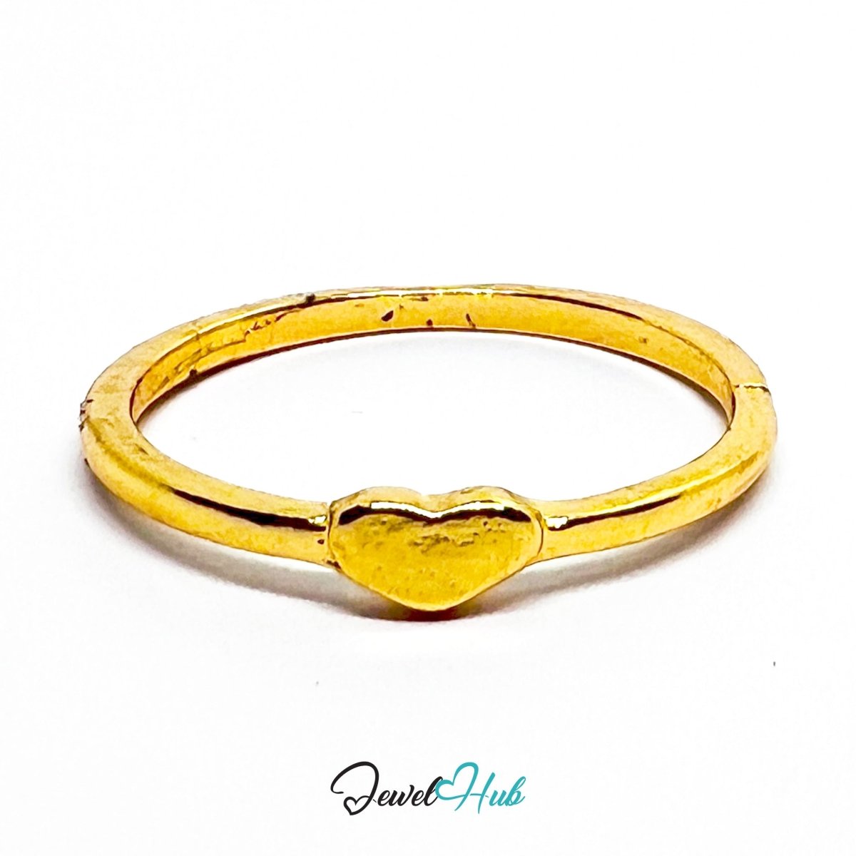 Gold - Plated Zinc Alloy Heart Ring Minimal Dainty Love Design - JewelHub.co.uk