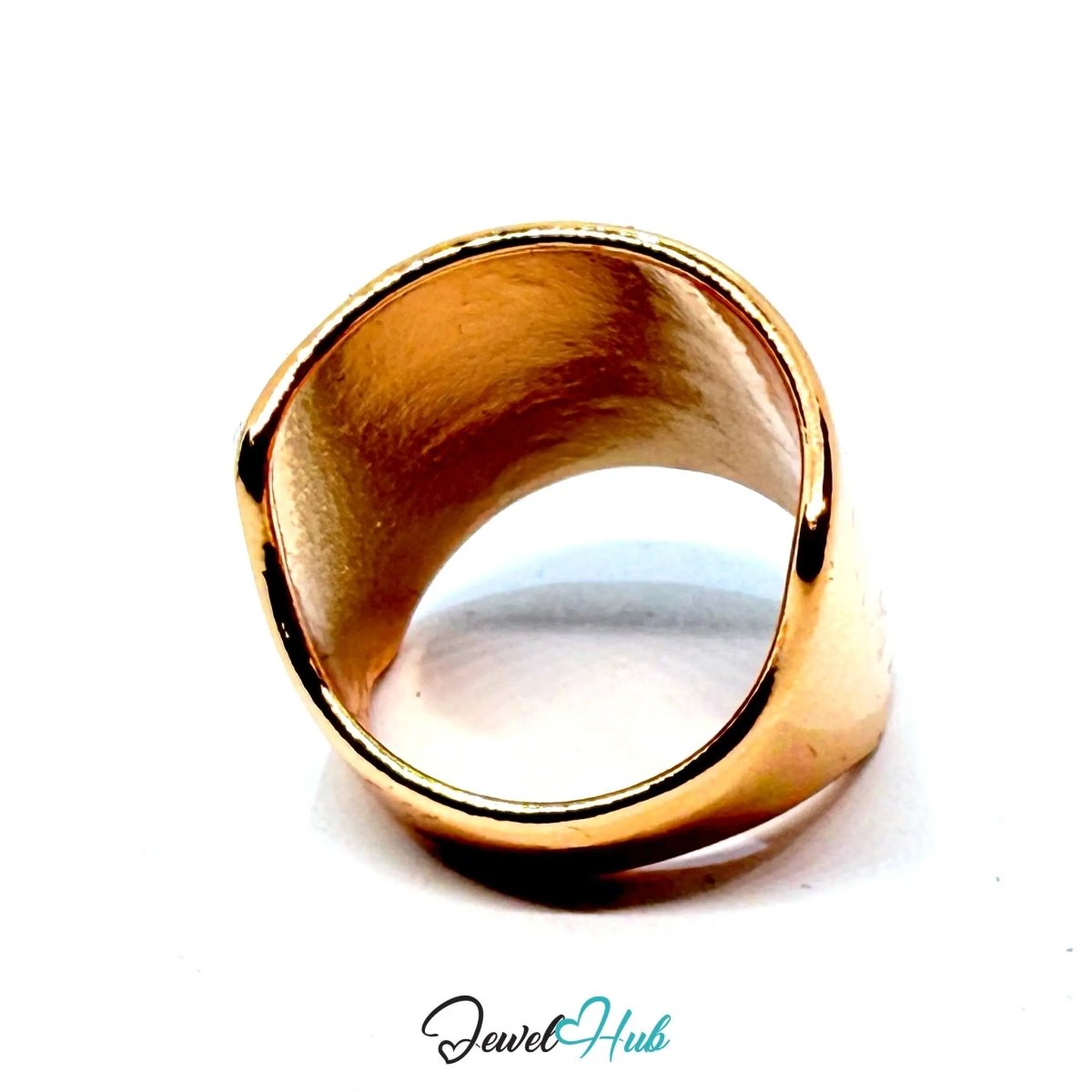 Gold - Plated Zinc Alloy Ring – Asymmetrical Wide Band, Gift for Teenagers & Sculptural Jewellery Lovers - JewelHub.co.uk