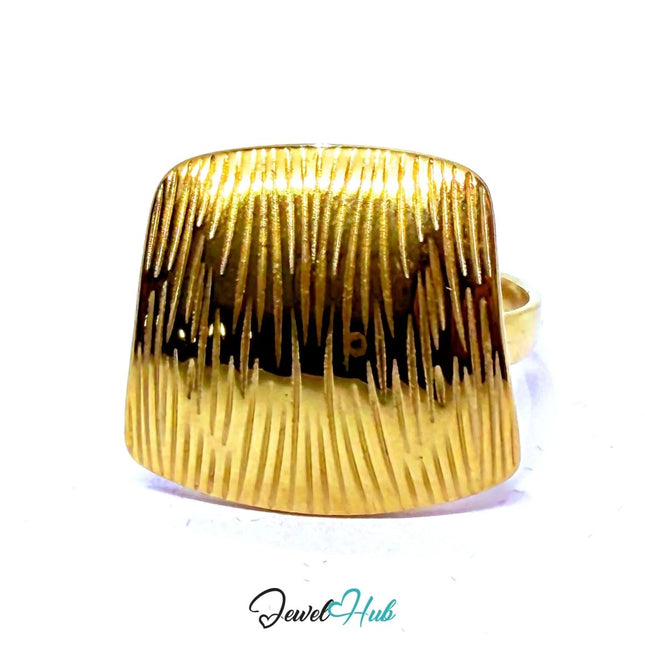 Gold - Plated Zinc Alloy Ring – Bold Textured Statement, Adjustable Gift for Teenagers & Trend - Driven Jewellery Lovers - JewelHub.co.uk