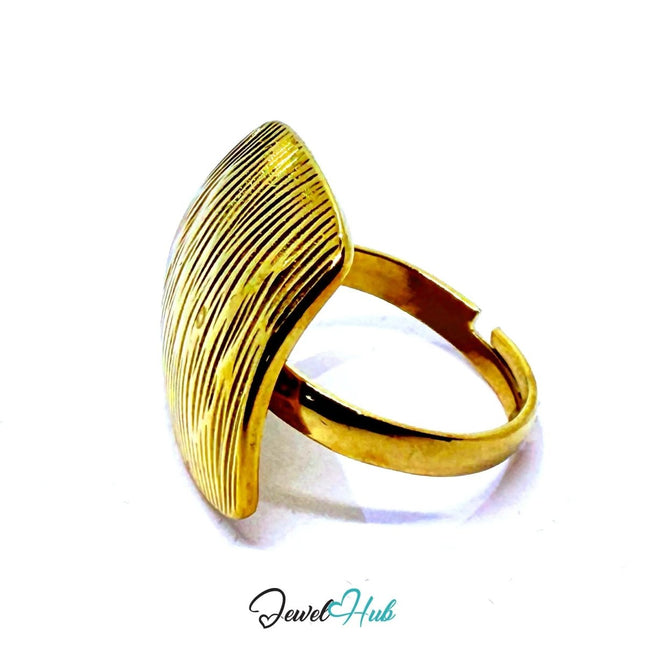 Gold - Plated Zinc Alloy Ring – Bold Textured Statement, Adjustable Gift for Teenagers & Trend - Driven Jewellery Lovers - JewelHub.co.uk