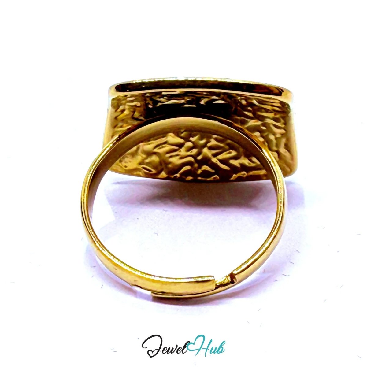 Gold - Plated Zinc Alloy Ring – Bold Textured Statement, Adjustable Gift for Teenagers & Trend - Driven Jewellery Lovers - JewelHub.co.uk