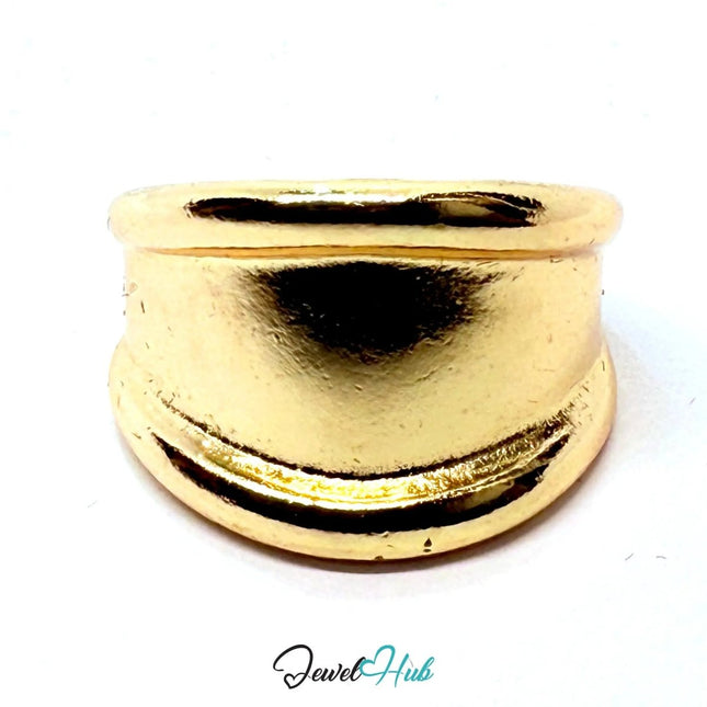 Gold - Plated Zinc Alloy Ring – Sculptural Curve Band, Gift for Teenagers & Modern Jewellery Lovers - JewelHub.co.uk