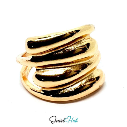 Gold - Plated Zinc Alloy Ring – Sculptural Wrap Band, Things teens want & Statement Jewellery Lovers - JewelHub.co.uk