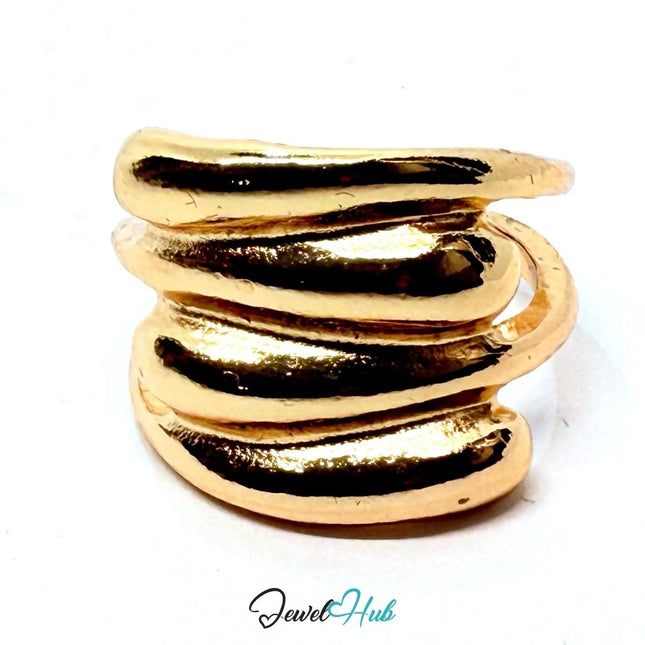 Gold - Plated Zinc Alloy Ring – Sculptural Wrap Band, Things teens want & Statement Jewellery Lovers - JewelHub.co.uk