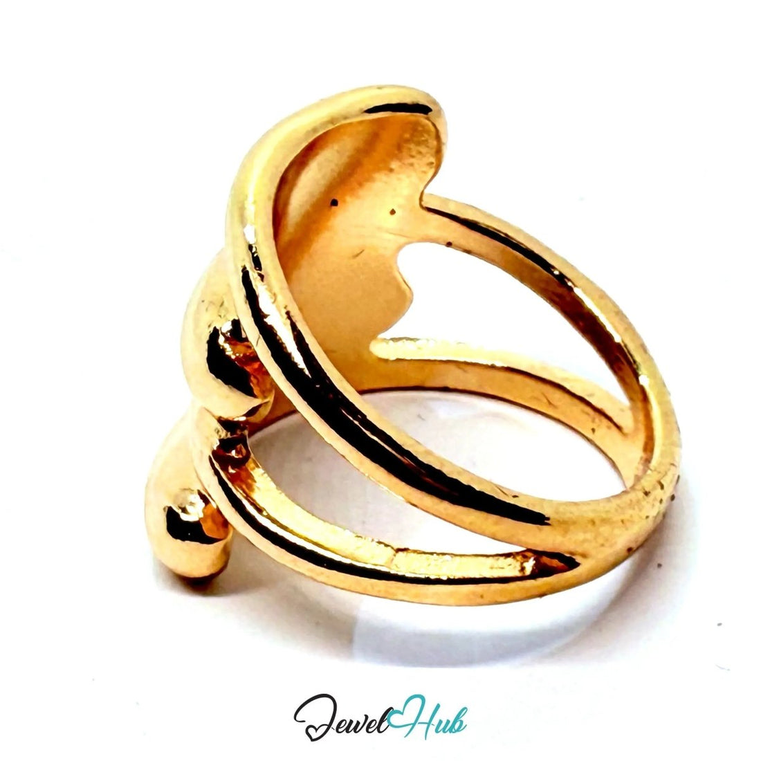 Sculptural Wrap Gold - Plated Zinc Ring – Layered Statement Band - JewelHub.co.uk