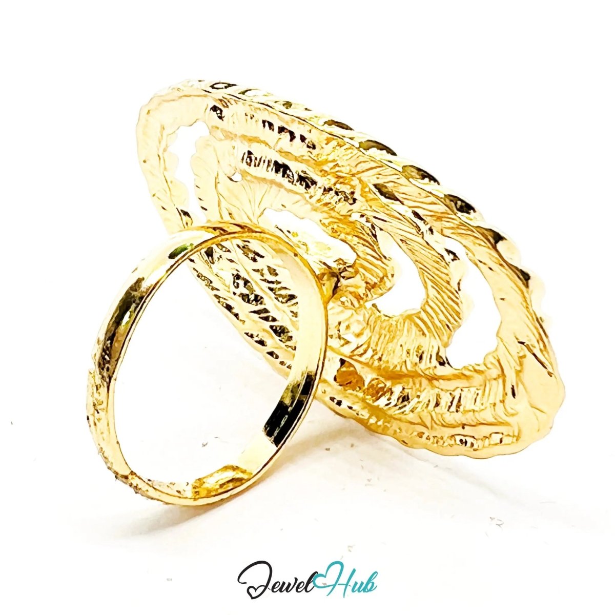 Gold - Plated Zinc Ring – Rope of Fortune Spiral 6.48g | Teens Gift Jewellery Trend | Adjustable M–O - JewelHub.co.uk