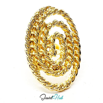 Gold - Plated Zinc Ring – Rope of Fortune Spiral 6.48g | Teens Gift Jewellery Trend | Adjustable M–O - JewelHub.co.uk