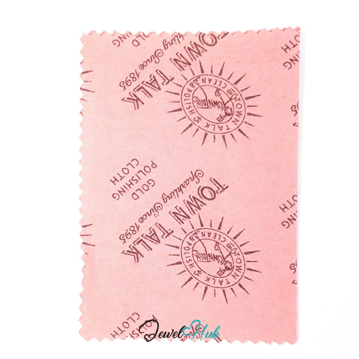 Pink Town Talk gold polishing cloth laid flat, printed with the Town Talk sunburst crest and "Gold Polishing Cloth, Sparkling Since 1895".
