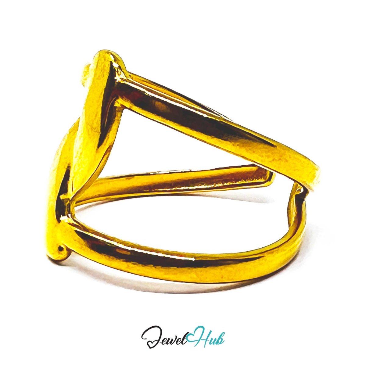Gold Sculpted Twist Adjustable Stainless Steel Band Ring - JewelHub.co.uk