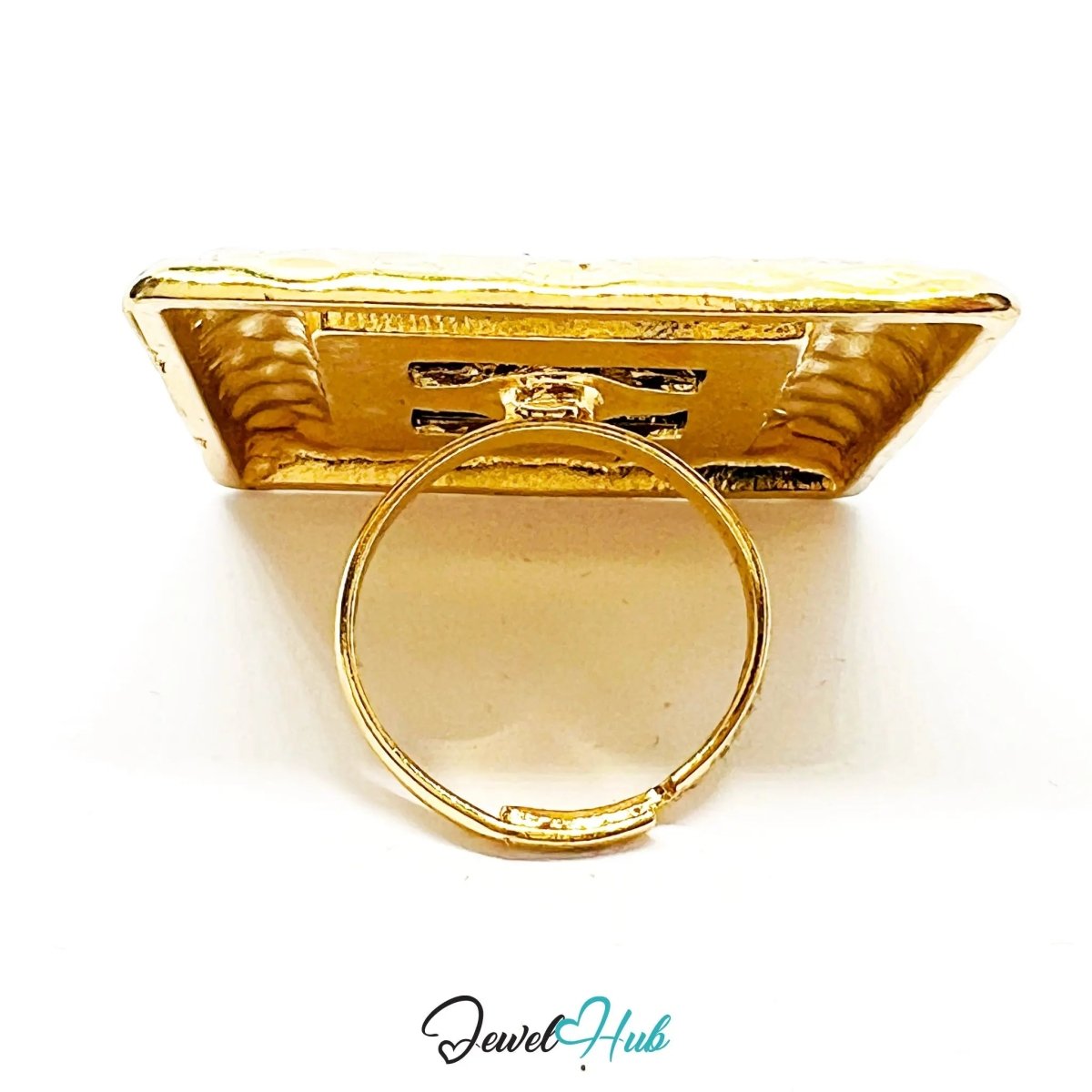 Gold & Silver - Plated Ring – Adjustable M–O | Postmodern Texture & Pattern in Sculptural Form - JewelHub.co.uk