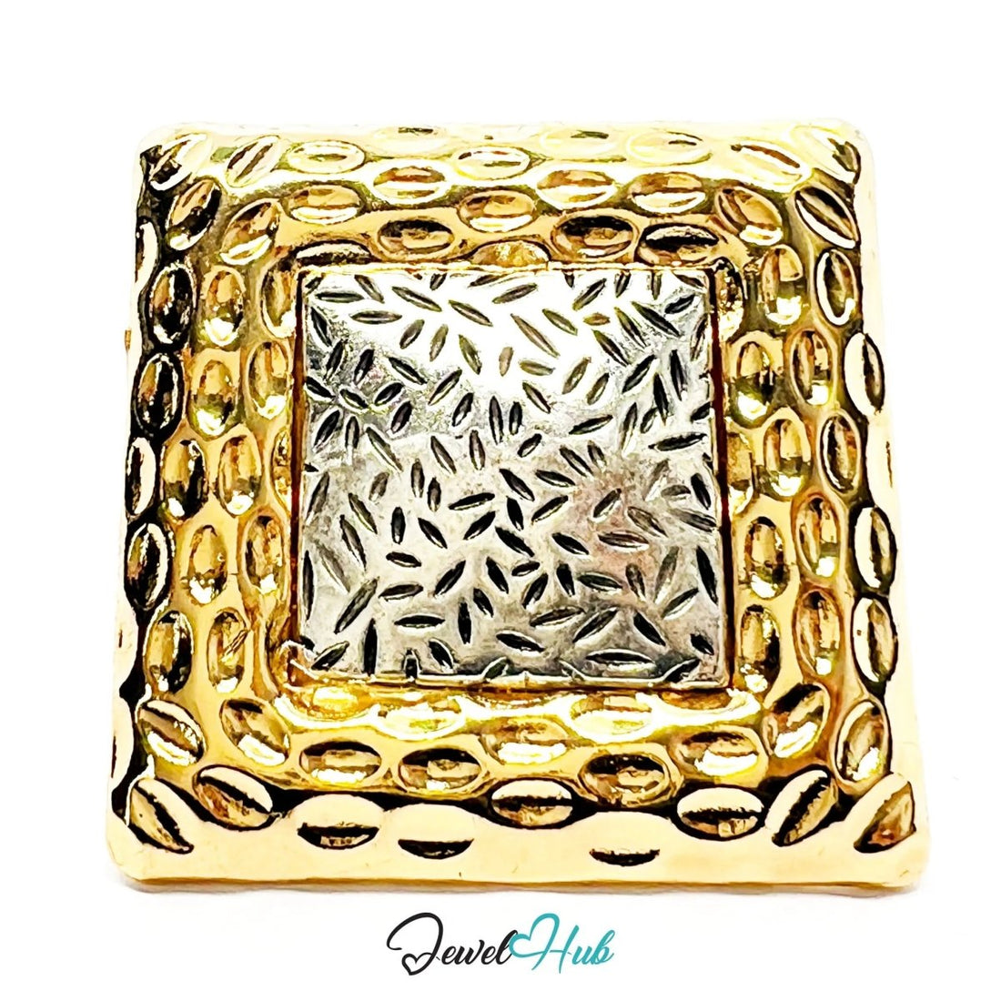 Gold & Silver - Plated Ring – Adjustable M–O | Postmodern Texture & Pattern in Sculptural Form - JewelHub.co.uk