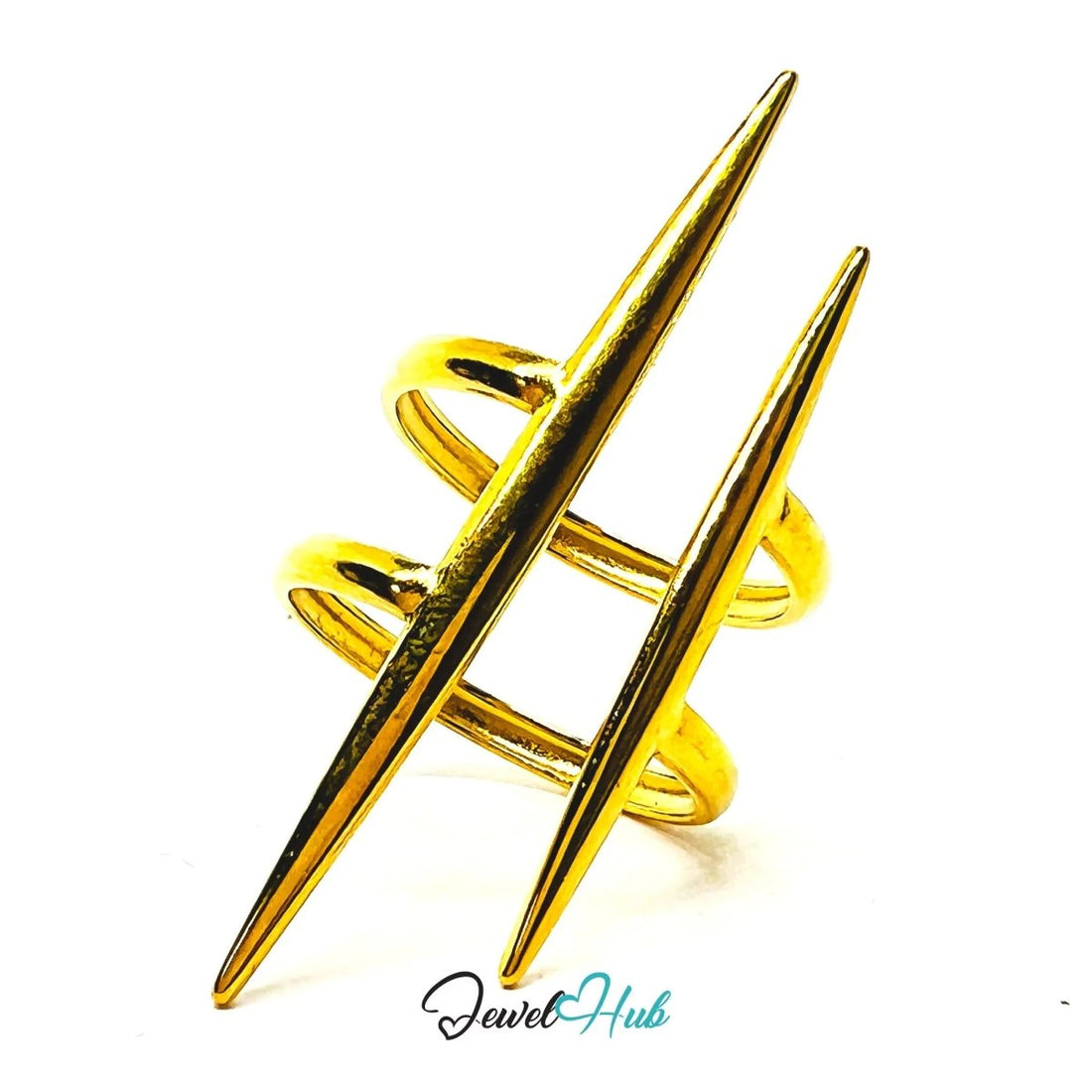 Gold SpikeForm Stainless Steel Ring · Adjustable PQR · Glorifying Sharpness - JewelHub.co.uk