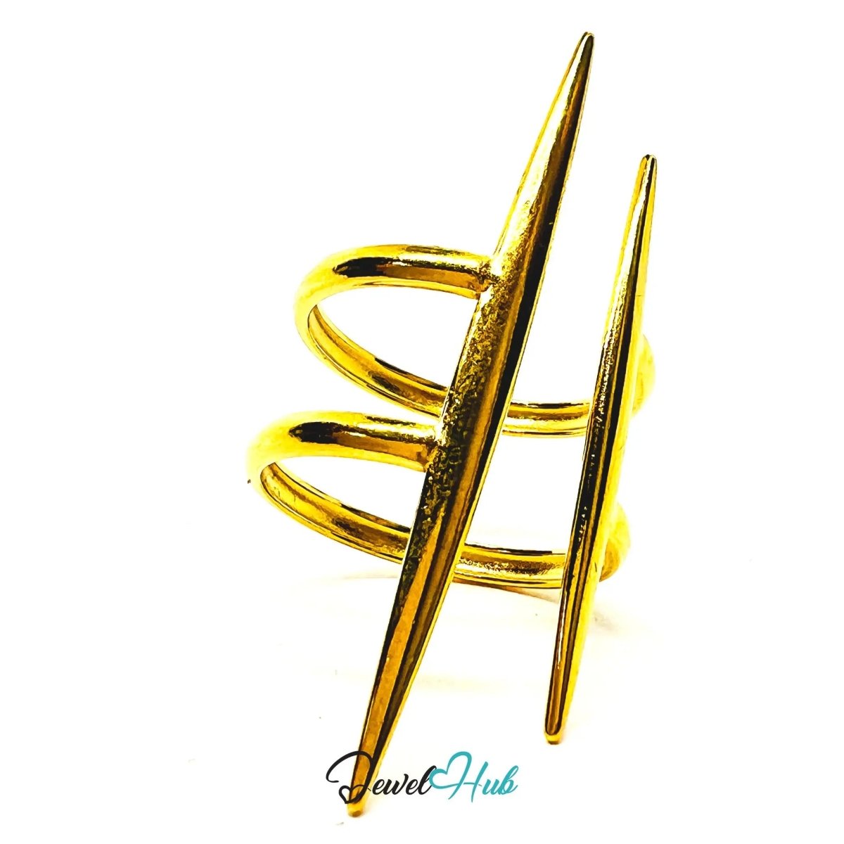 Gold SpikeForm Stainless Steel Ring · Adjustable PQR · Glorifying Sharpness - JewelHub.co.uk