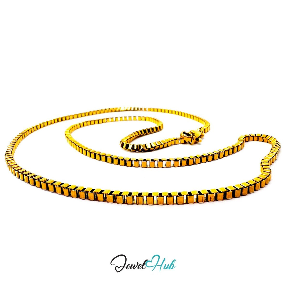 Gold Stainless Steel Box Chain Necklace 2mm | 45cm or 60cm - JewelHub.co.uk