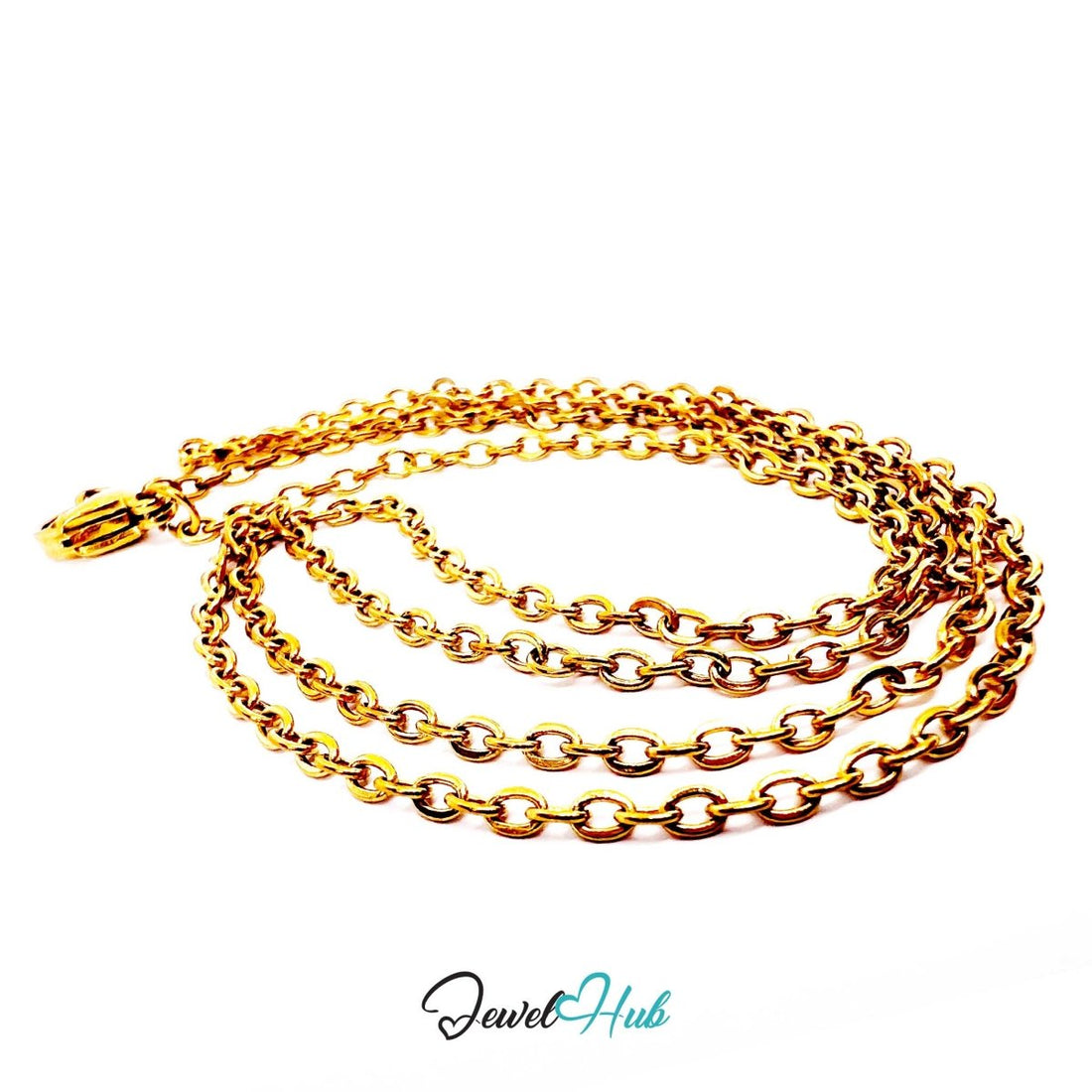 Gold Stainless Steel O‑Shape Chain Necklace 2x3.5mm | 50cm - JewelHub.co.uk
