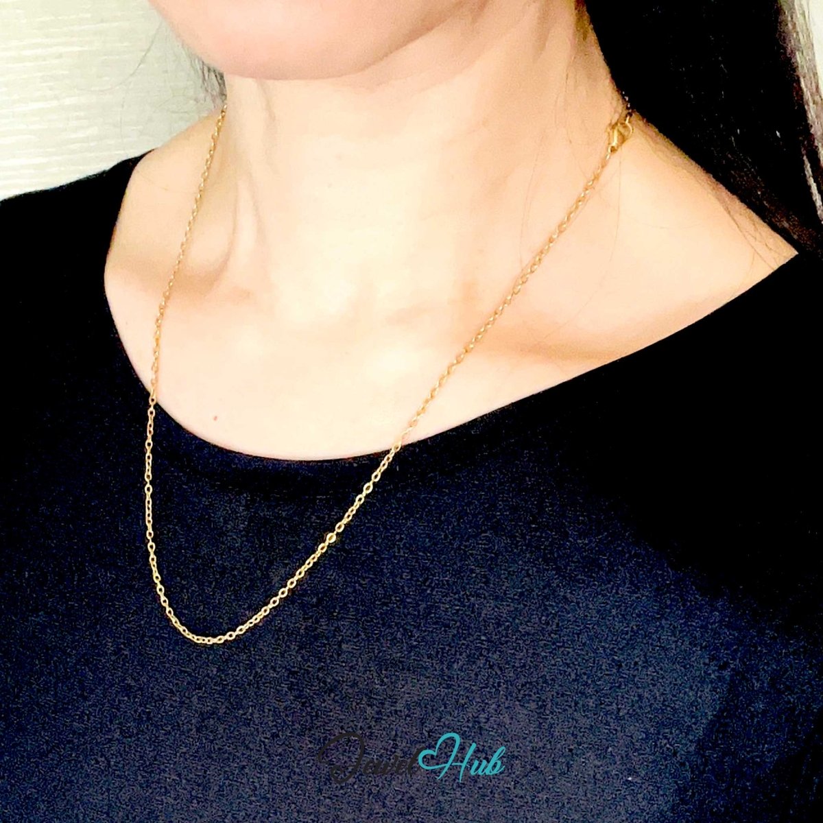 Gold Stainless Steel O‑Shape Chain Necklace 2x3.5mm | 50cm - JewelHub.co.uk
