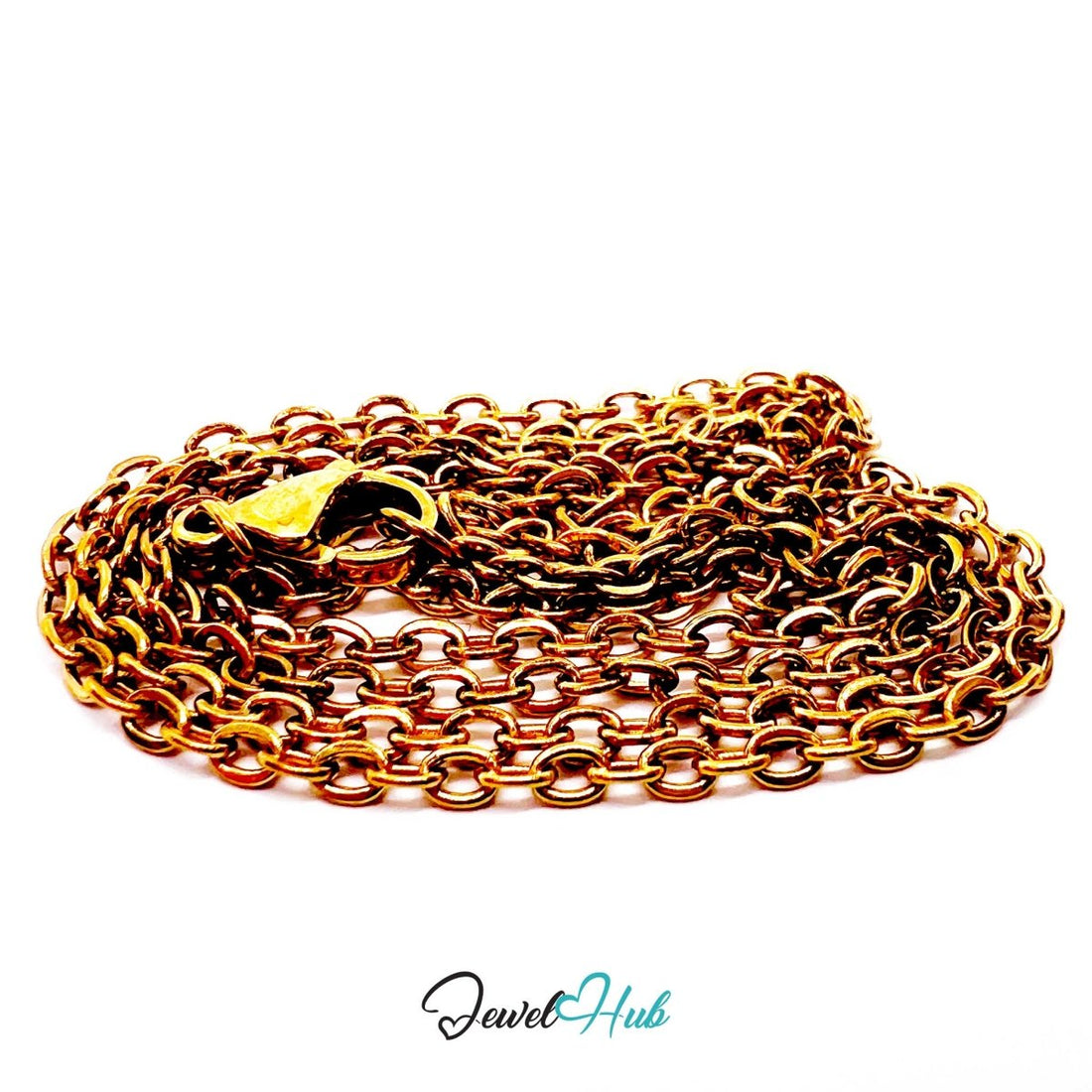 Gold Stainless Steel O‑Shape Chain Necklace 2x3.5mm | 50cm - JewelHub.co.uk