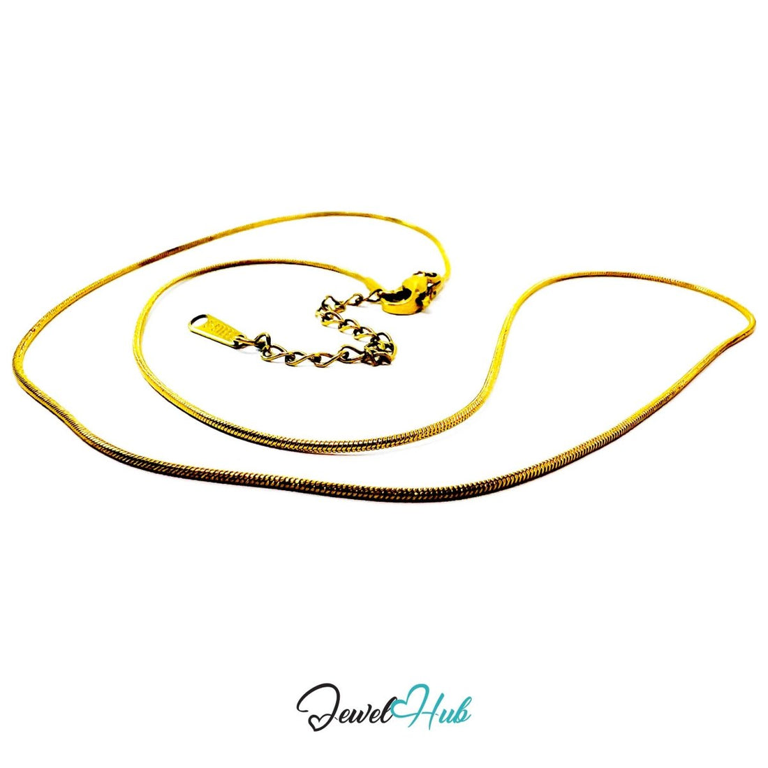 Gold Stainless Steel Snake Chain Necklace 0.8mm | 45+5cm adjustable - JewelHub.co.uk