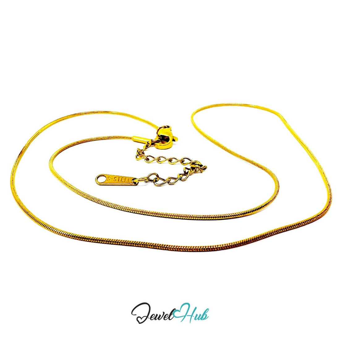Gold Stainless Steel Snake Chain Necklace 0.8mm | 45+5cm adjustable - JewelHub.co.uk