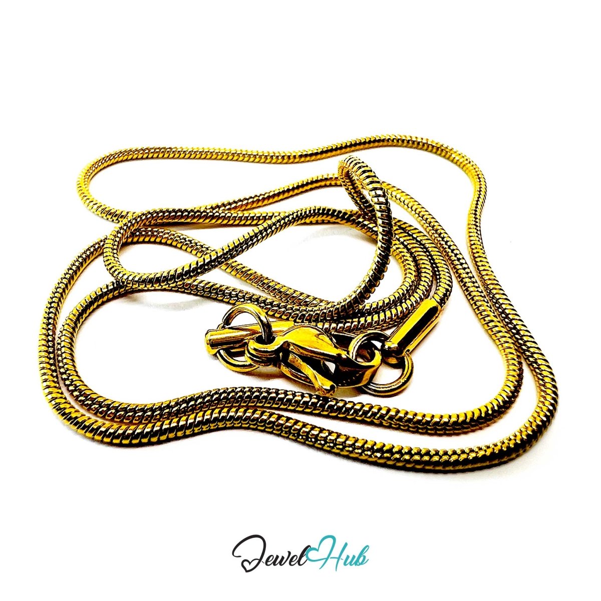 Gold Stainless Steel Snake Chain Necklace 1.2mm | 45–70cm - JewelHub.co.uk