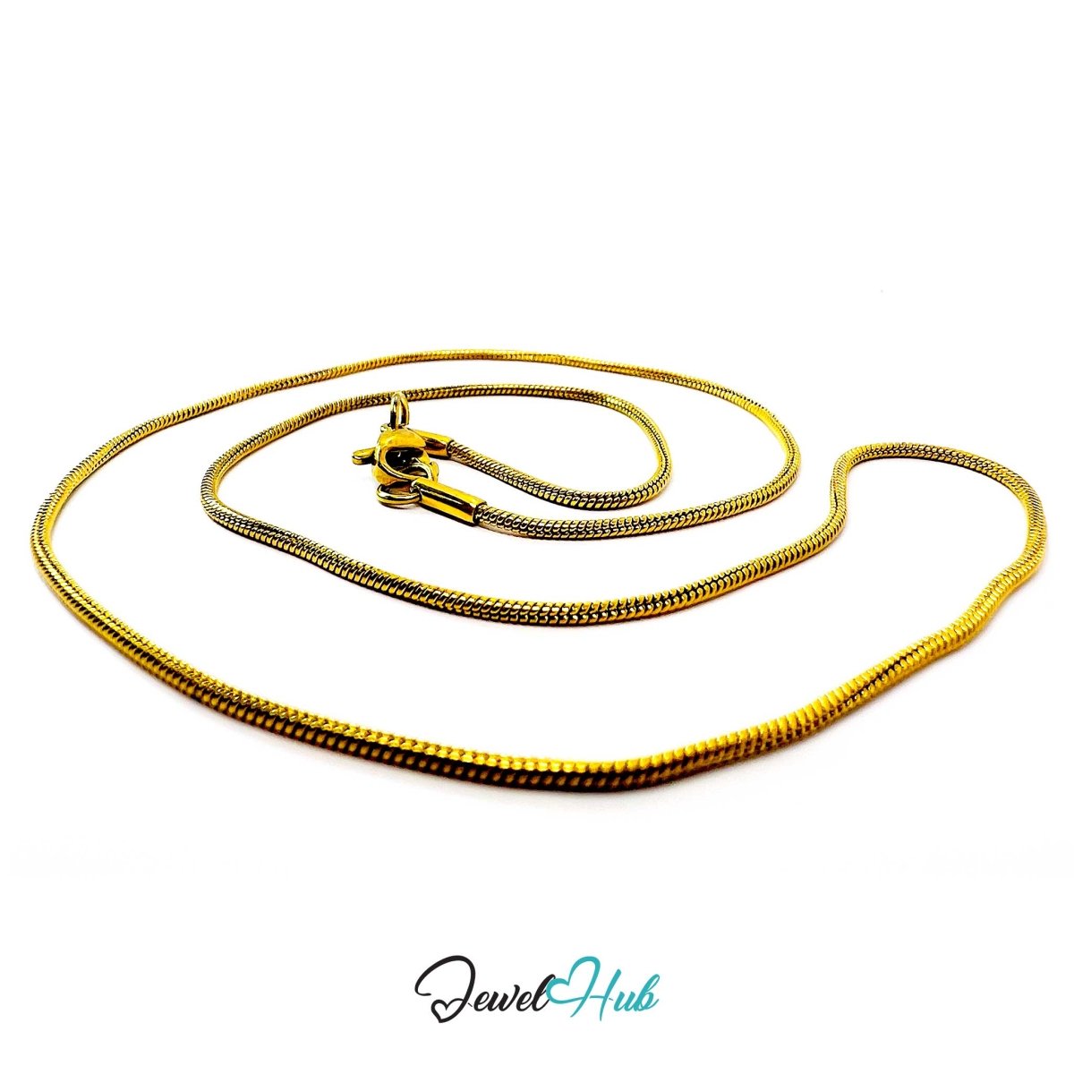 Gold Stainless Steel Snake Chain Necklace 1.2mm | 45–70cm - JewelHub.co.uk