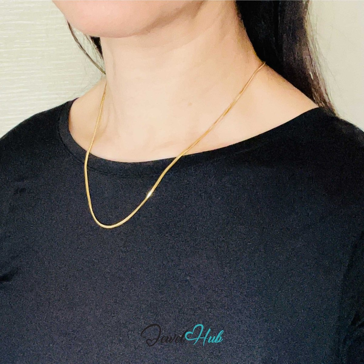 Gold Stainless Steel Square Snake Chain Necklace 1.8mm | 45cm - JewelHub.co.uk