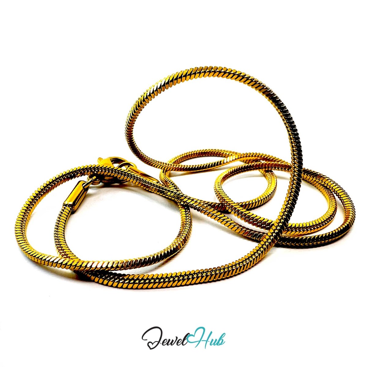 Gold Stainless Steel Square Snake Chain Necklace 1.8mm | 45cm - JewelHub.co.uk